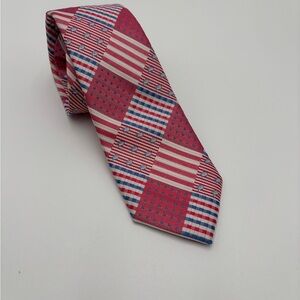 Southern Tide Red‎ pink and Blue Plaid Tie golf travel